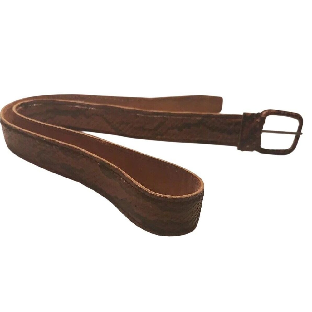 Genuine Snakeskin Leather Belt Brown Exotic‎ Skin Slim Waist Accessory Python